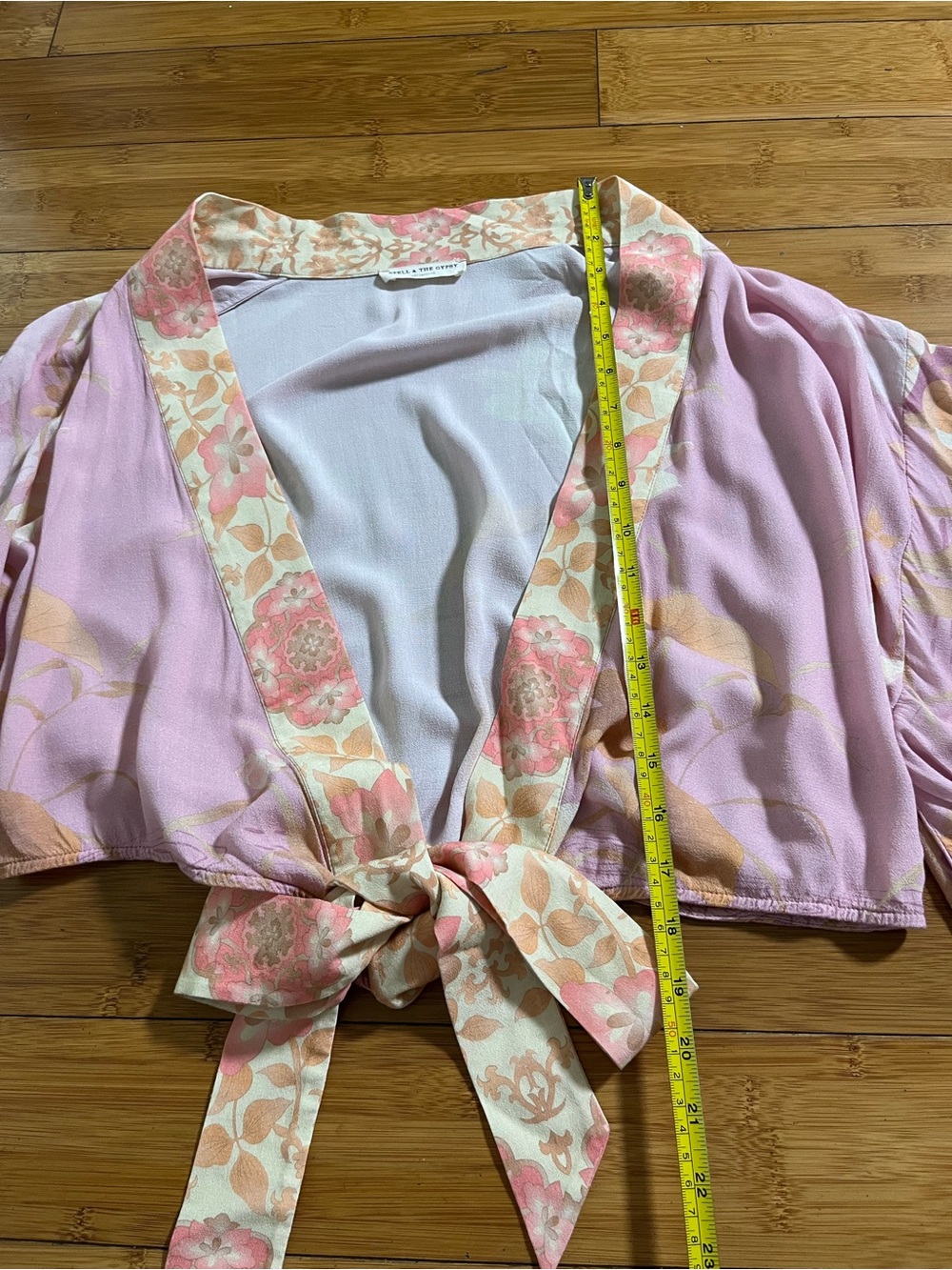 Spell & the Gypsey Collective Cherry Blossom Pink Tie-Front Floral Wrap Crop Top - Picture 7 of 13